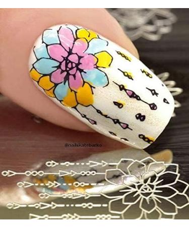 KADS Nail Stamping Plate FL028 - Flower Nature DIY Manicure Stencil Tool - Buy Online on SooperMarket.com