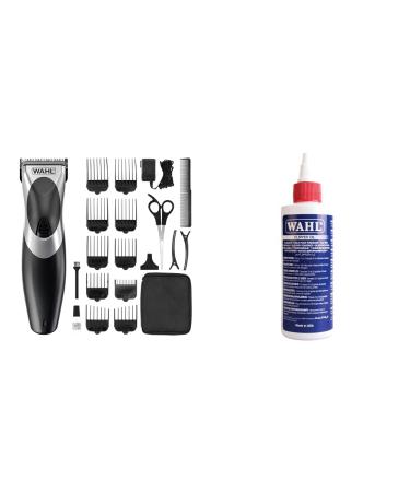 Wahl Clip N Rinse Cord/Cordless Hair Clipper Black & Clipper Oil Blade Oil for Hair Clippers Beard Trimmers and Shavers Lubricating Oils for Clippers Maintenance for Blades 250 ml + Clipper Oil