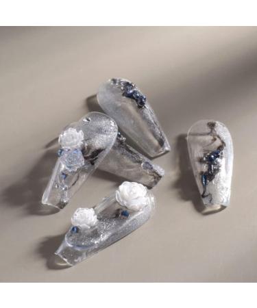 Flower Nail Art Glitters DIY 3D White Floral Nail Stud Sequins for Salon Gift Flower Nail Glitters - Buy Online on SooperMarket.com