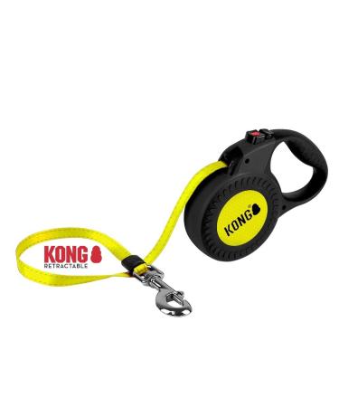 Cong roll-out dog leash in 5m length I For large dogs up to 50kg i size L i high-quality roller linen with break & lock system in yellow-black i leash with soft handle & high-reflecting belt black large