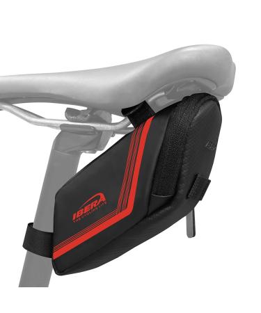 Ibera Saddle Bag 1L - Water-resistant, Strap-on Bike Bag In Multiple Colors - Bike Bags For Bicycles Mounts To All Bike Seats - Fit All Your Tools & Essentials - Bicycle Bag Taillight Compatible Red