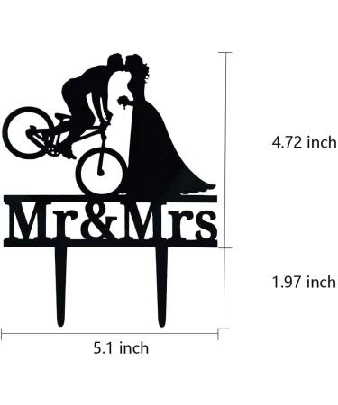 Bicycle Kissing Bride and Groom Wedding Cake Topper Black Acrylic Mr & Mrs Wedding Cake Topper Funny Wedding Cake Topper Bridal Shower Cake Topper - Buy Online on SooperMarket.com