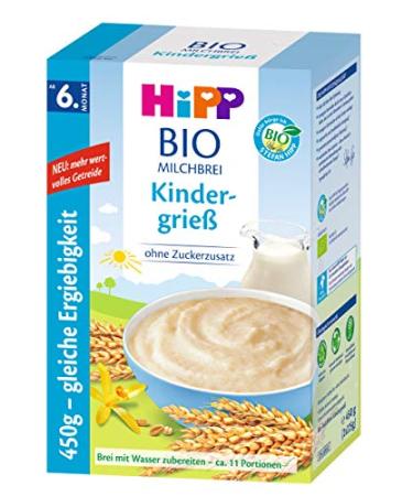 Hipp Organic Milk Porridge Semolina for Children - 6 Pack (6 x 450g) | Healthy Baby Breakfast International Shipping Available - Buy Online on SooperMarket.com