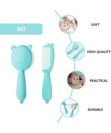 TOYANDONA 1 Set Baby Hair Brush and Comb Set for Newborns and Toddlers Baby Massage and Scalp Brush Ideal for Baby Cradle Cap Baby Shower Registry Gift Blue - Buy Online on SooperMarket.com