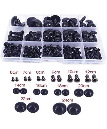 154pcs Black Solid Plastic Safety Eyes with Washers for DIY Crafts - Teddy Bear Dolls, Plush Animals, Puppets - 1Box - 12 Sizes - Buy Online on SooperMarket.com