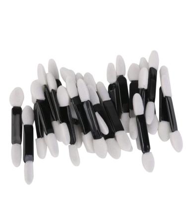 50pcs Disposable Double Ended Sponge Eye Shadow Applicators Dual Sided Eyeshadow Brush Sponge Tipped Oval Makeup Applicator Black Handle Eye shadow stick