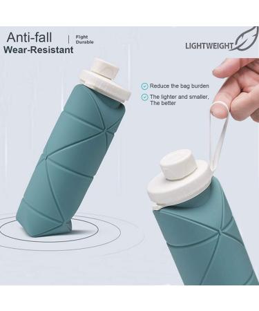20oz Dark Green Collapsible Water Bottle | Leakproof & Reusable | BPA-Free Silicone | Portable for Gym, Camping & Travel - Buy Online on SooperMarket.com
