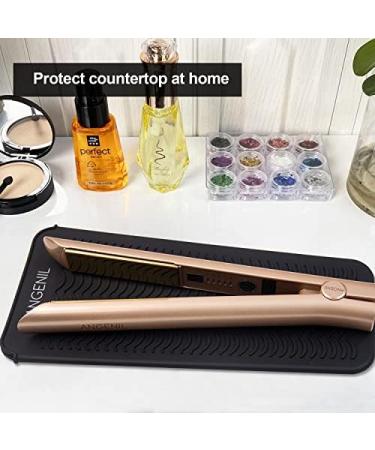 ANGENIL Silicone Heat Resistant Travel Mat Pouch for Hair Straightener and Curling Iron - Professional Hair Tools Holder, Black - Buy Online on SooperMarket.com