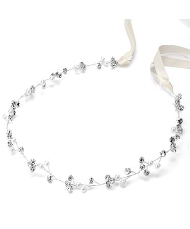 Didder Bridal Headpiece for Wedding  Silver Bridal Headband Rhinestone Wedding Headpiece for Bridal  Crystal Wedding Headband Hair Accessories for Brides Women Wedding Jewelry for Bride Bridesmaids