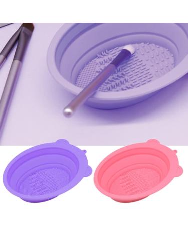 Makeup Brush Cleaning Mat Foldable Brush Cleaner Bowl Silicone Brush Cleaner Pad for Sponge Pink Cleaning pads - Buy Online on SooperMarket.com