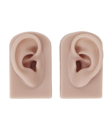 Silicone Ear Model Left and Right Soft Flexible Model Fake Ear Piercing Practice Human Ear Model Silicone Ear for Jewelry Display Acupuncture Teaching (#3)
