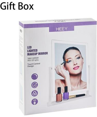 HIEEY Lighted Makeup Mirror with Three Color Lighting Modes, 5X Magnification, Smart Touch Control, and 360 Rotation - 15.2in. White | Hollywood Vanity Mirror with Lights - Gift Box Included - Buy Online on SooperMarket.com