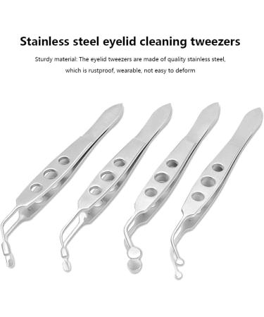 Dajidafu Stainless Steel Eyelid Precision Tweezers Eye Clogging Removal Cleaning Clamps Tools with Non-Slip Handle Personal Care Small Round Tip - Buy Online on SooperMarket.com