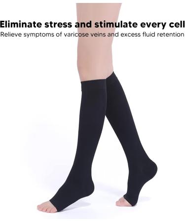 20-30 mmHg Medical Compression Stockings for Men & Women - Open Toe Elastic Support for Varicose Veins Swollen Legs Travel & Pregnancy (L) - Buy Online on SooperMarket.com