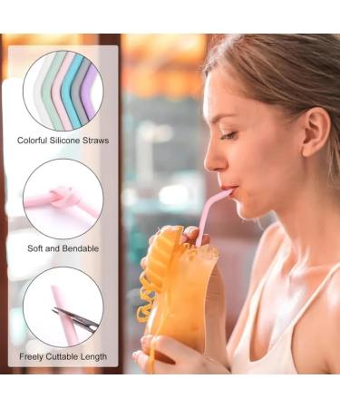 10 All Straws - Reusable Silicone Straws for 30 and 20 oz - Flexible Easy to Clean with 1 Carrying Bag and 2 Cleaning Brushes Multicolor BPA Free Bent Smoothie Straw - Buy Online on SooperMarket.com