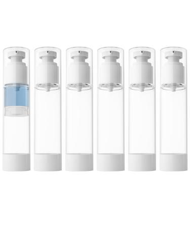 LONGWAY 3.4 Oz 100ml Clear Airless Cosmetic Cream Pump Bottle Travel Size Dispenser Refillable Containers/Foundation Travel Pump Bottle for Shampoo (Pack of 6) 3.4 Ounce (Pack of 6)