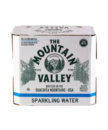 The Mountain Valley 1 Liter Sparkling Water in Glass bottle 1 Liter (Pack of 12) Original 33.81 Fl Oz (Pack of 12)