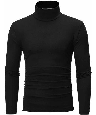 Men's Casual Lightweight Turtleneck Long Sleeve T-Shirt - Black, Medium - Buy Online on SooperMarket.com