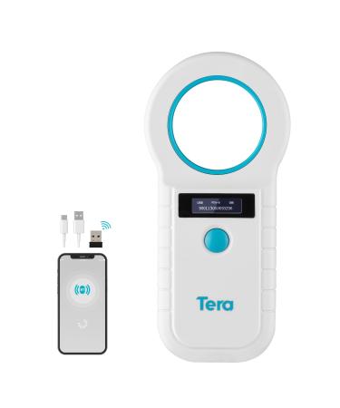 Tera Pet Microchip Reader Scanner Animal Chip ID Scanner with OLED Display Screen Rechargeable Data Storage Fast Wireless Exchange Tag Scanner for Dogs Cat Animal Management White White W90D with BT