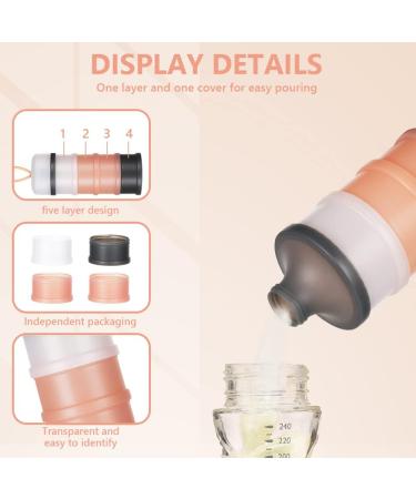 Vicloon Baby Milk Powder Dispenser 4-Layer Portable Storage Container - Gray & Pink | Stackable Pots for Kids Snacks, 120ml per Layer - Buy Online on SooperMarket.com