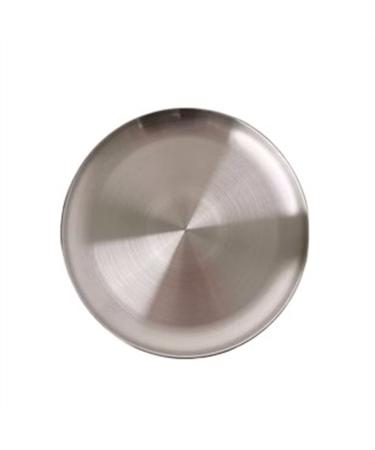Dinnerware Dishes Plates Stainless Steel Plate Round Restaurant Cafe Kitchen Flat Plate Metal Circular Dinner Plate Vintage Frosted Mirror Dessert Plate Dinner Restaurant Family Party Plates (Size : Large