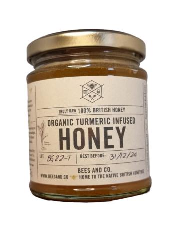 Turmeric Honey/Organic Turmeric infused in British Honey - Pure and Natural British Honey/UK Honey (227g Glass jar)