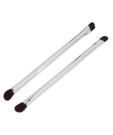 Makeup Concealer Brush Portable Double Ended Eyeshadow Brush Set 2pcs Silver Ergonomic for Home Travel