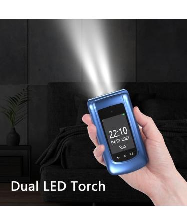 CHAKEYAKE 2G Unlocked Flip Phone for Elderly with SOS Button, Large Buttons, and Charging Cradle - Blue - Buy Online on SooperMarket.com