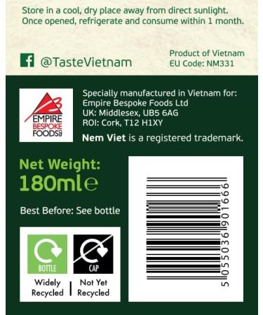 Nem Viet Vietnamese Dipping Sauce 180ml - Pack of 2 - Buy Online on SooperMarket.com