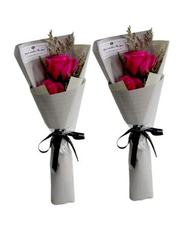 HOMSFOU 2pcs Rose Flower Soap Artificial Rose Flower The Gift Flower Soap Bouquet Flower Bouquets Artificial Flowers Bouquet Delicate Soap Flowers for Festival Decorate Fragrance Rosy 34x12x6cm
