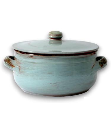 Col Terracotta Pan with Lid Artisan Saucepan Terre Antiche Turquoise Saucepan Diameter 27 cm Turquoise Ancient Lands 27 cm - Buy Online on SooperMarket.com