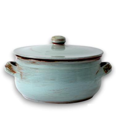 Col Terracotta Pan with Lid Artisan Saucepan Terre Antiche Turquoise Saucepan Diameter 27 cm Turquoise Ancient Lands 27 cm