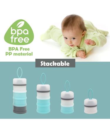 Nordlif Portable Baby Milk Powder Dispenser Pot - BPA Free, Non-Spill, Stackable, 4 Compartments - Buy Online on SooperMarket.com