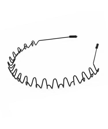 AMMON Hair Band Metal headbands for Man and Women Unisex Hoop Clip Wavy Headband Hair Hoop Sports Hairband for Guys Headwear Outdoor Simple Elastic Non Slip Black