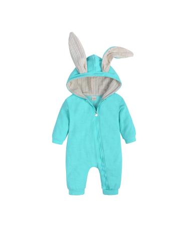 Kids Tales Newborn Baby Winter Warm Outfits Cute Rabbit Ear Hooded Zipper Romper 12-18 Months #01 Color 01