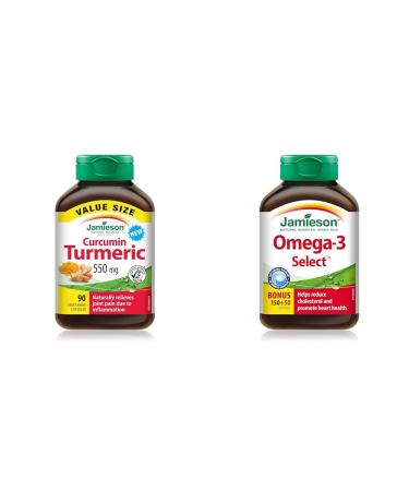 Jamieson Turmeric Curcumin 90 count - Value Size & Omega-3 Select 1 000 mg