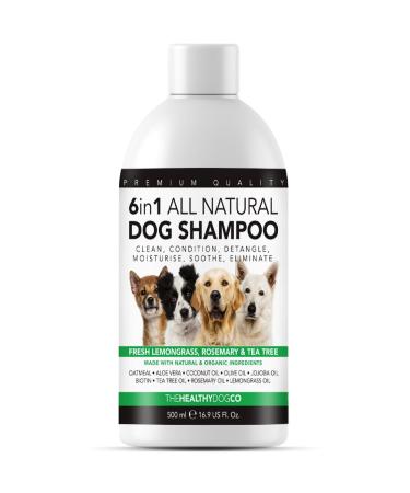 The Healthy Dog Co - 6 -in -1 purely natural dog shampoo and conditioner - dog shampoo against bad smell - gentle and moisturizing long hair - dog shampoo puppy shampoo - 500ml