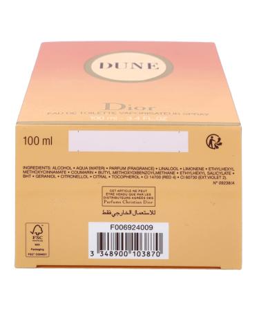 Dior Dune Eau De Toilette For Women 3.4 Ounce Fresh 3.4 Fl Oz (Pack of 1) - Buy Online on SooperMarket.com