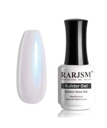 RARJSM Builder Gel Nail Polish Pearl White Hard Gel in a Bottle Mermaid Shell Glitter Pearlescent Thick Extension Structure Gel for Nails 15ml Soak Off Curing Requires Salon Home DIY Beginer Use