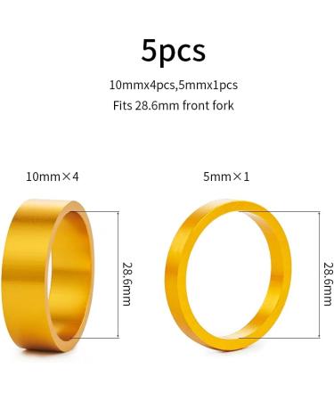 Baluoqi 1-1/8 Carbon Fiber Bicycle Headset Spacer Kit - Titanium Bolt, Aluminum Alloy MTB Road Bike Stem Spacer Set - Yellow - Buy Online on SooperMarket.com