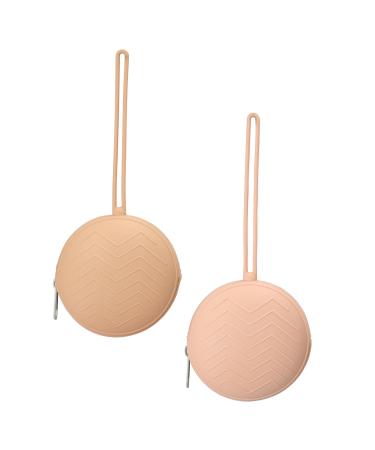 WeSweet pacifier box for on the go - pack of 2 silicone pacifier containers pacifier holder - easy to clean (apricot/muted)