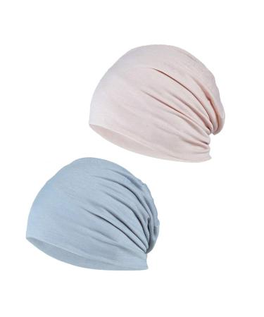 Yofasen slouchy beanie hat - chemo cancer headgear made of cotton sleeping cap turban headgear stretching Muslim headscarf for women men unit size beige + light gray