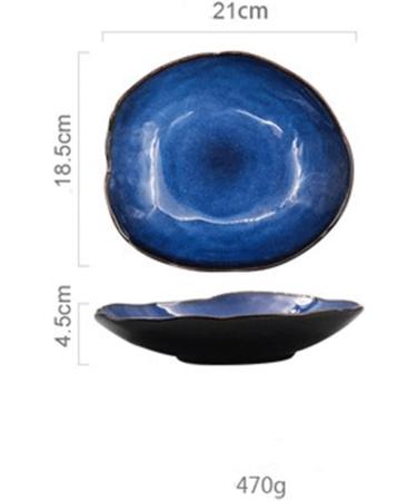 Serving Plates Household Ceramic Dinner Plate Blue Glaze Salad Plate Fruit Plate Bread Plate Irregular Tableware Western Food Plate/Kitchen Supplies for Appetizer Dinner and Desserts (Size : 21cm) - Buy Online on SooperMarket.com