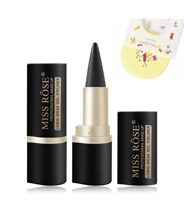 Matte Quick-dry Eyeliner Pencil Black Cream Solid Eyeliner Pen Long Lasting Waterproof Smudge-Proof Makeup Eyeliner with Makeup Mirror (1 Set)