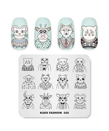 Alexnailart Nail Stamping Printing Plate Template Image Plate Stamper Scraper Animal fashion Gentleman Pattern Nail Art Decoration DIY Print Manicure Design FA026