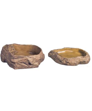 Exo Terra Water Dish water bowl water bowl in the rock decor for terrariums extra large & feeding dish feeding shell feeding bowl in the rock decor small (1 -pack) bundle with feeding DISH