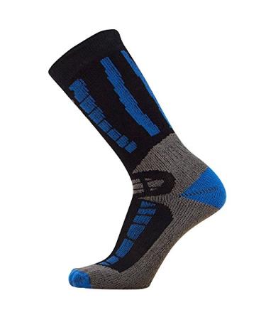 Pure Athlete Kids Ski Socks - Merino Wool OTC Winter Skiing Sock for Boys Girls 1 Pair - Black/Blue Small-Medium