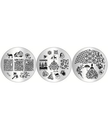 Bodhi2000 10 Pcs Nail Art Templates + 1 Stamper + 1 Scraper Stamping Kits Round Metal Plates DIY Nail Tools Random Patterns - Buy Online on SooperMarket.com