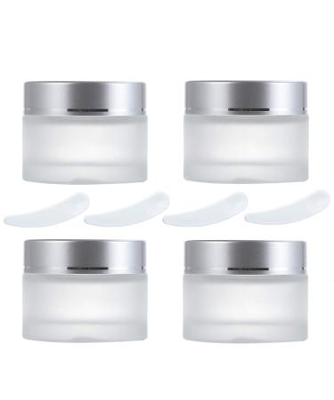 Creme can 50ml 4 pieces of cream can empty matt glass Glass bar with silver lid container glass container cremes for cosmetics creams lotions essential oils powder practical for travel and at home