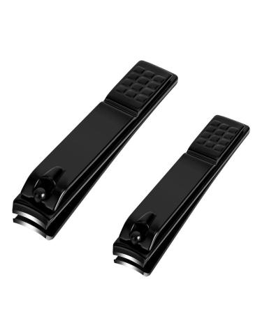 Nail Clippers Set, Sharp Stainless Steel Fingernail Clipper & Toenail Clippers, Black Nail Cutter, Large and Small 2 Piece Set. (Large/Small)